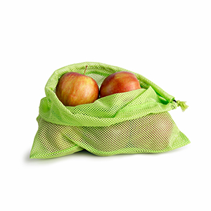 Grünes Netz mit roten Äpfeln