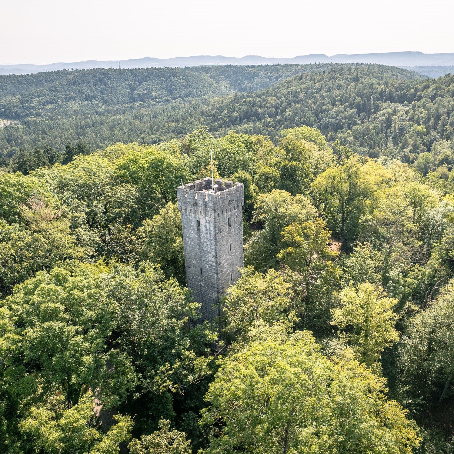 Turm der Weiler Burg von oben 