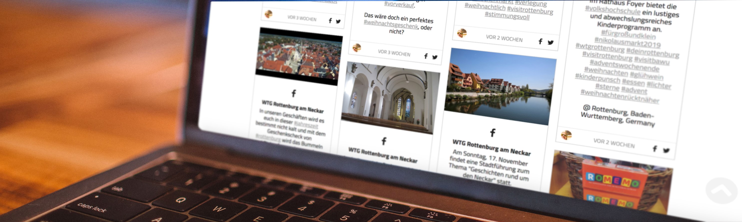 Social Wall der WTG auf einem Laptop