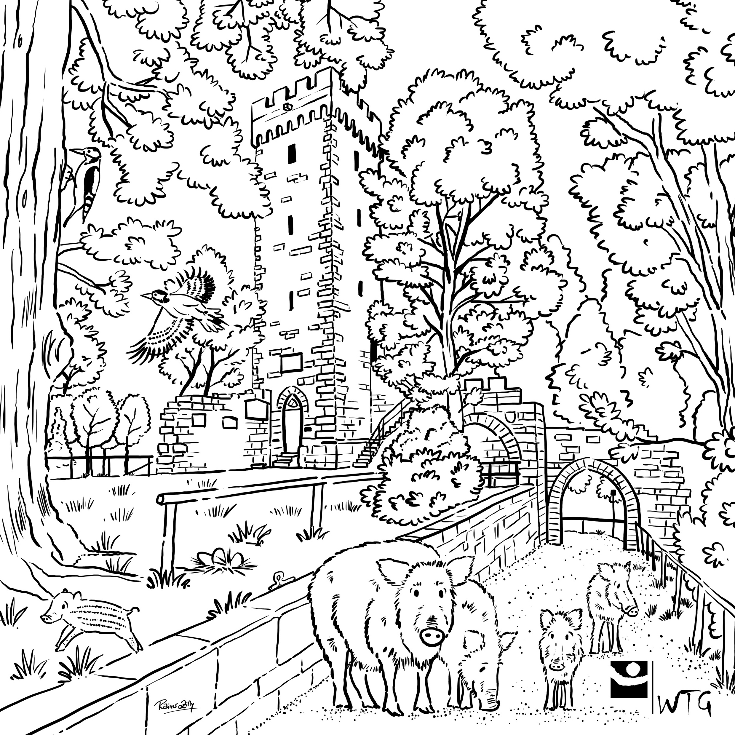 Malvorlage der Weiler Burg 