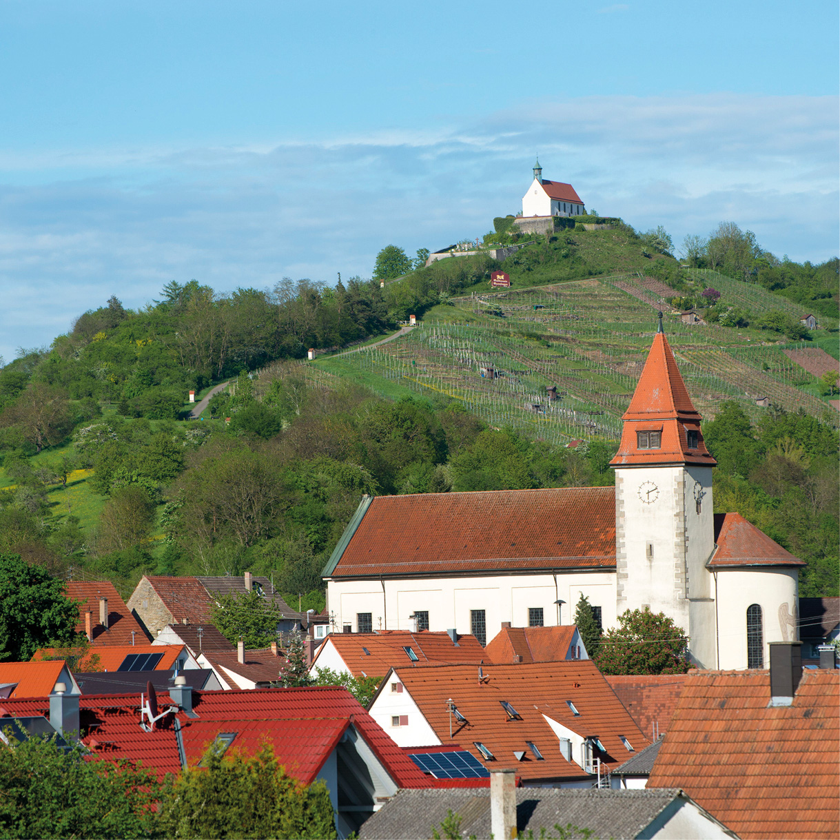 Wurmlingen mit Wurmlinger Kapelle im Hintergrund