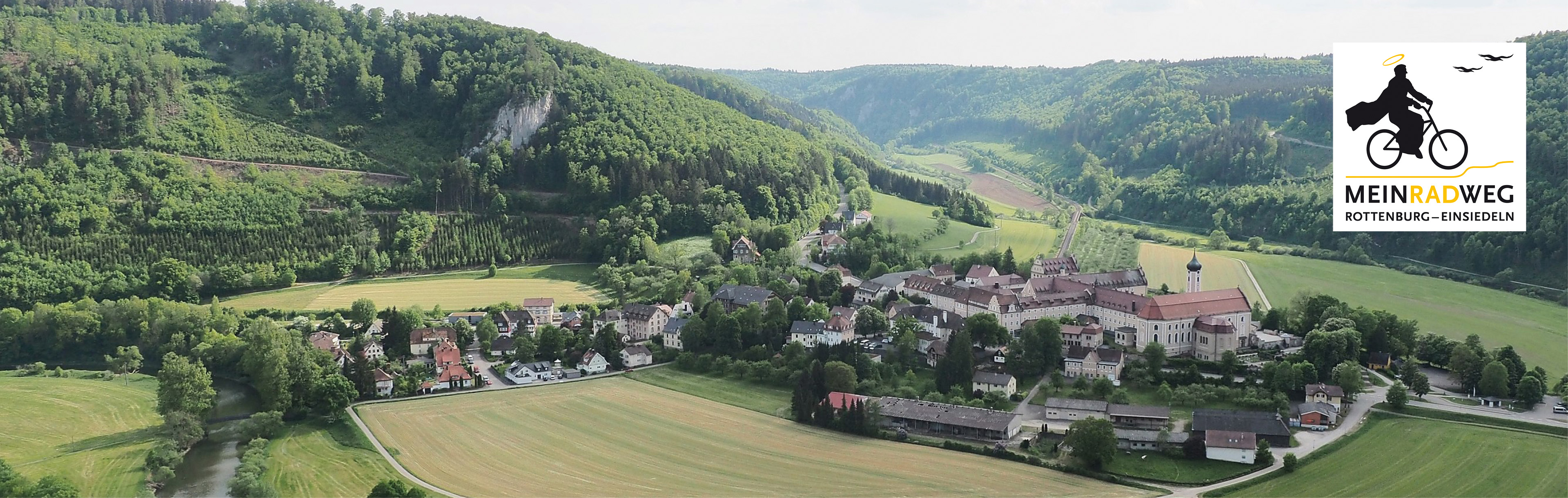 Blick auf Kloster Beuron, Station auf dem Meinradweg